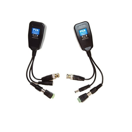 Balun Sender - Evertech 4 Pairs Video Balun RG45 PV/PVD/PVA Passive Power Video & Data (audio) via UTP & RJ45 Twisted Pair RJ45 BNC DC Balun with Power Connectors
