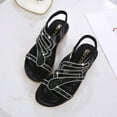 thumbnail image 6 of NOKIO Women'S Slide Slippers Women Slip On Wedges Sandals Casual Bling Rhinestone Strap Sandals Open Toe Slide Sandals Beach Shoes Strappy Rhinestone Open Toe Flat Sandals, 6 of 7