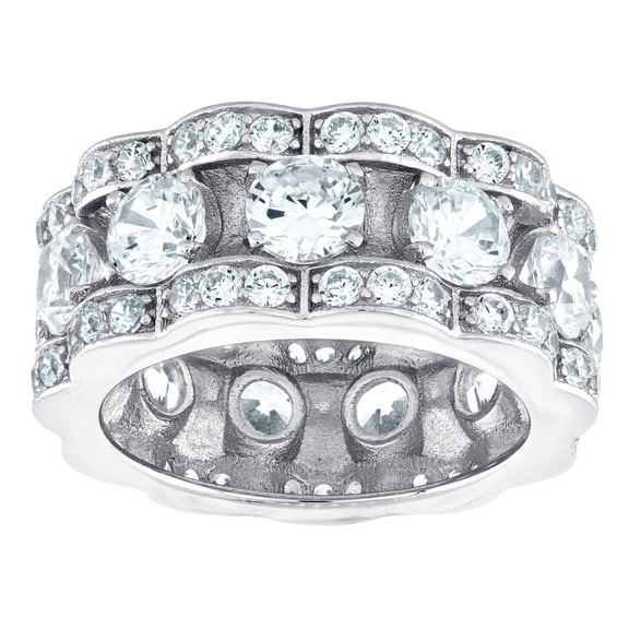 925 Sterling Silver Mens Cubic Zirconia Presidential Size 11 9.5mm Eternity Ring Band Wedding Band for Men