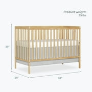 Dream On Me Synergy 5 in 1 Convertible Crib in Barnwood Natural, Greenguard Gold Certified