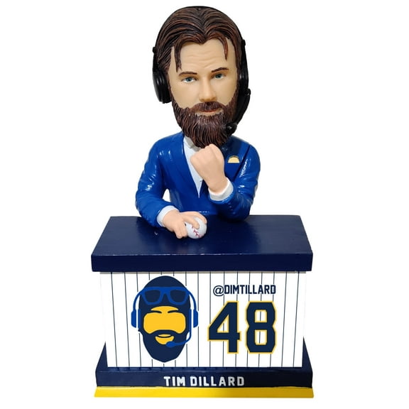 Tim Dillard Blue And Yellow Announcer Baseball Bobblehead