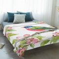 thumbnail image 4 of Pink Flower Blanket Soft Cozy Warm Throw Blanket for Couch, Plush Fuzzy Flannel Fleece Blankets for Sofa, Green Leaf Birds Vintage Painting Spring Bed Blankets Lightweight Gifts for Women, 50"x80", 4 of 9