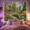 thumbnail image 2 of Spring Tulip Garden Along a Winding Stone Path, Serene Watercolor for Flower Lovers, Botanical Wall Art, Housewarming Gift, Tapestry Wall Hanging for Bedroom and Living Room, 2 of 7