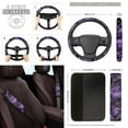 thumbnail image 4 of Yuyamidu Camo Hunting Car Seat Covers Set of 12 Purple Wood Steering Wheel Cover Seatbelt Cushion Pad Cup Holder Chapstick Sleeve Keychain Wrist Strap Key Chain Car Accessories, 4 of 6