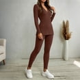thumbnail image 6 of Lyrehush Womens Casual Matching Sets Fitted Leggings Ribbed Knit Stretchy V Neck Tunics Activewear 2 Piece Lounge Set, 6 of 7