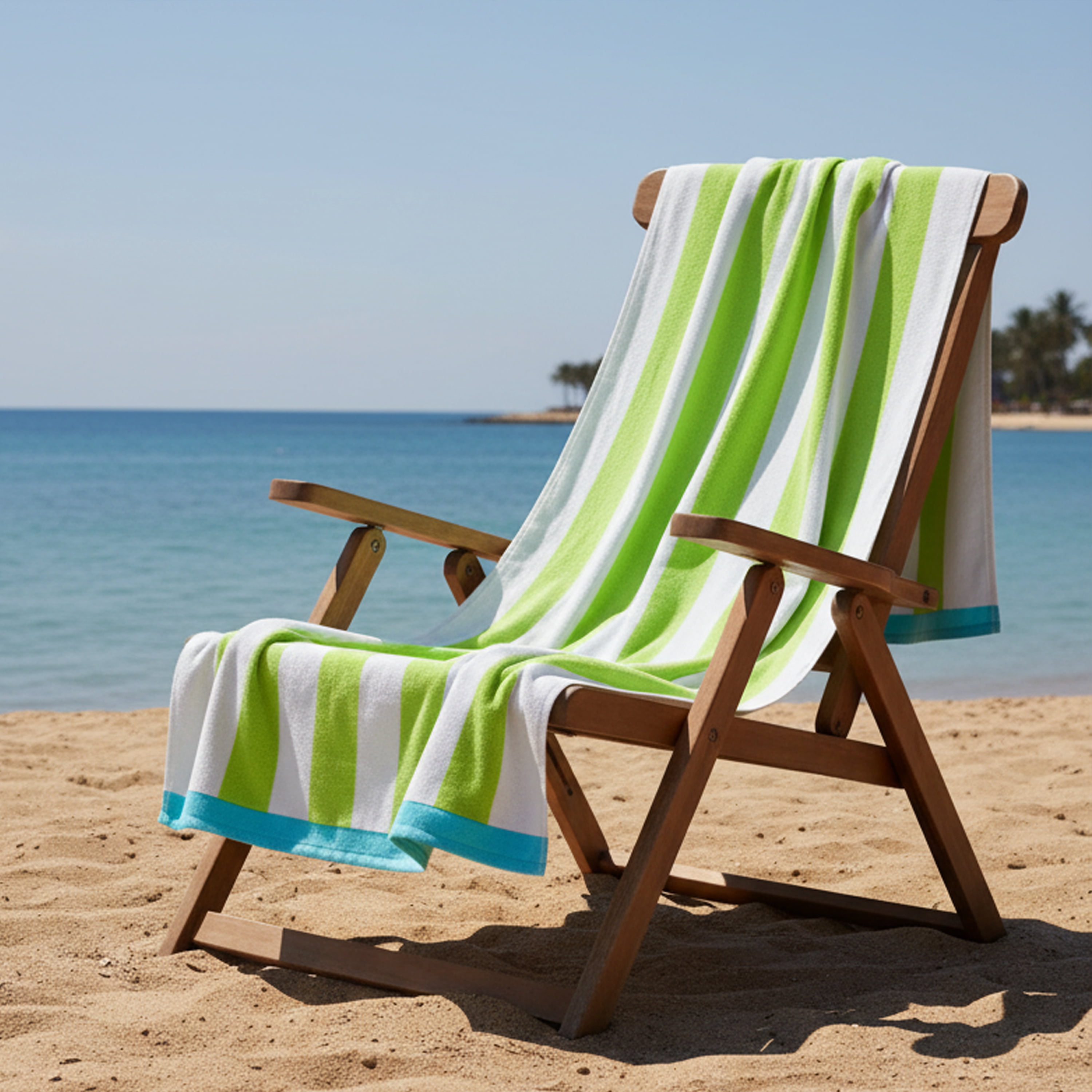 Printed Cabana Limeade Beach Towel, Soft Absorbent Cotton, 30 x 60 inches
