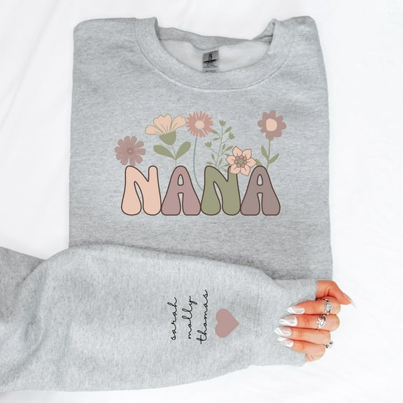 Personalized Nana Mom, Grandma, Mimi Sweatshirt (SportGrey, Small)