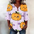 thumbnail image 2 of MVRLSH Shirts Tops for Women Half Button Down V Neck Three Quarter Sleeve Loose Fit Summer Basic Casual Blouse, 2 of 5
