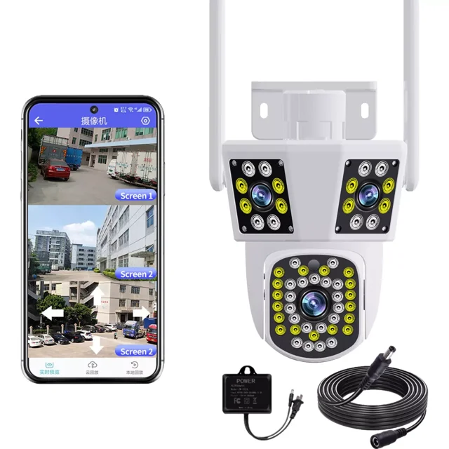 12mp 6k Cámara De Seguridad De Videovigilancia Tres Lentes