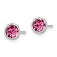 thumbnail image 3 of FJC Finejewelers 925 Sterling Silver 5mm Pink Crystal Bezel Stud Earrings 6 mm x 6 mm, 3 of 6
