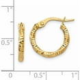 thumbnail image 4 of 14K Yellow Gold Polished And Textured Hoop Earrings (14 X 15) Made In Italy th669, 4 of 5
