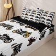 thumbnail image 3 of Castle Fairy Realistic Motorcycle Zipper Full Size Comforter Sets with Fitted Sheet and 2 Pillowcases,Modern Bike Pattern Zipper Bedding Set,Black Orange,4pcs,Black Reversible, 3 of 6