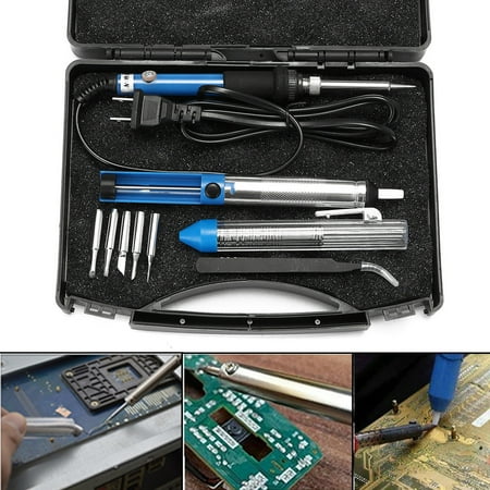 60W 110V Electric Soldering Iron Kit Adjustable Temperature Welding Starter Tool with 5 Tips +Carry