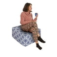 thumbnail image 2 of Moroccan Rectangle Pouf, Floral Inspired Classical Oriental Damask Repeating Simplistic Print, Under Desk Foot Stool for Living Room Office with Cover, 25", Off White Dark Sky Blue, by Ambesonne, 2 of 4
