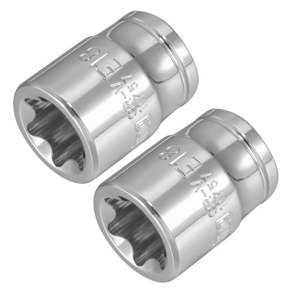 2Pcs 3/8 inch Drive E18 Torx Shallow Socket, Cr-V Steel