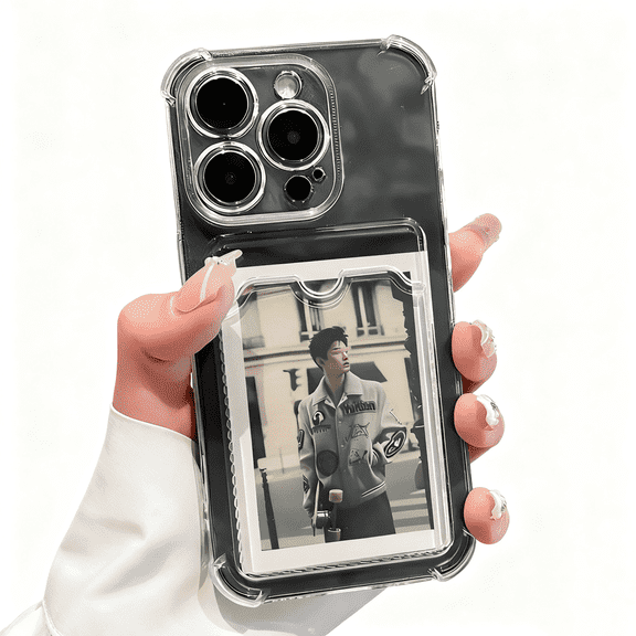 CoolDesignCase Clear with Card Holder Shockproof Corner Phone Case for iPhone 17 Protective TPU Cover