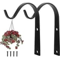 thumbnail image 1 of 2 Pieces Wall Hanging Plant Hook Wrought Iron Hanging Hook Wall Plant Holder Balcony Garden Metal With Screws - Black, 1 of 5
