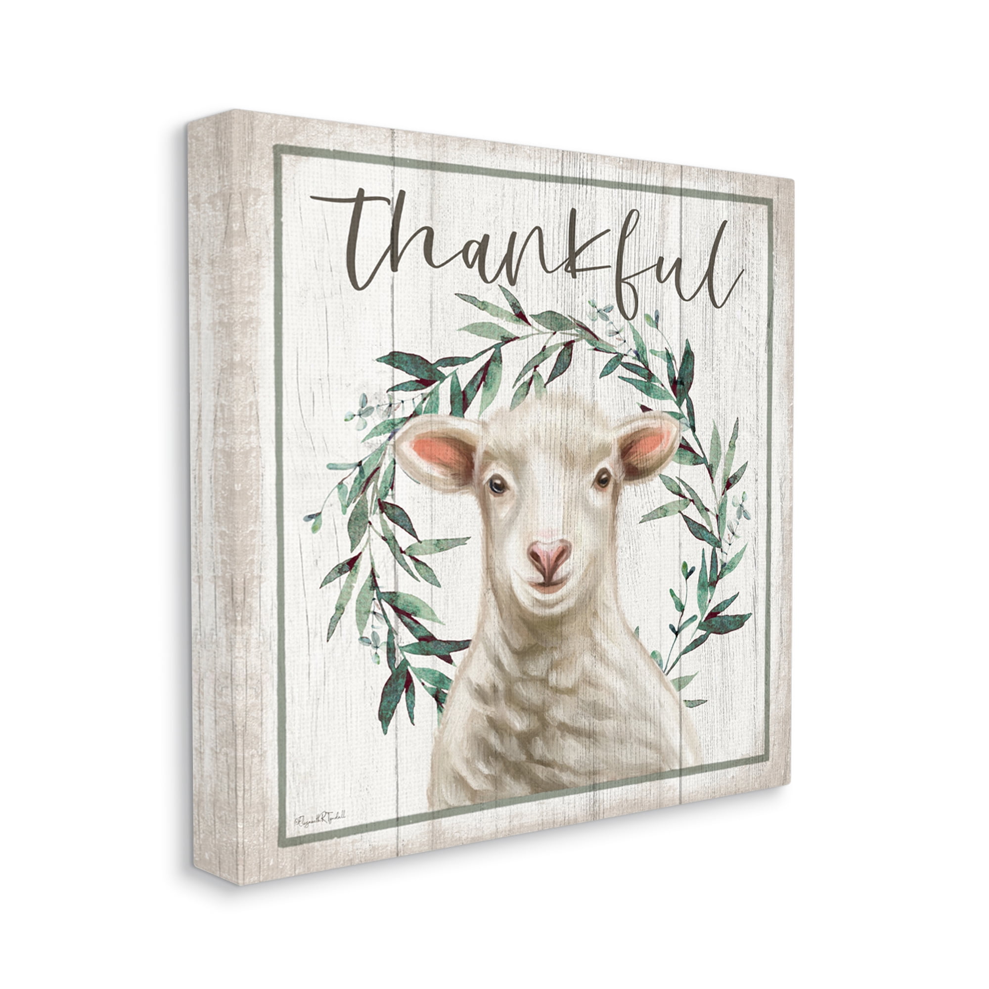 Stupell Industries Thankful Phrase Sheep Holiday Painting Gallery Wrapped Canvas Print Wall Art, 30 x 30