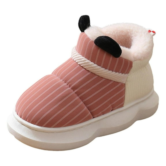 WRTFVZA Boys Slippers Girls Slippers Fashionable Cute Ear Design Thickened Warm Comfort Indoor Outdoor Non- Soft Sole Toddler Kids Shoes,Red