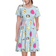thumbnail image 1 of Bixox Robe d'Été à Manches Courtes pour Femmes Robe Ample Longueur Genou avec Poches-Joyeuses Pâques, 1 of 7