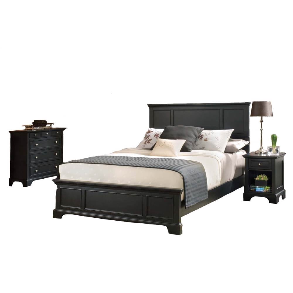 Black King Bed, Night Stand, and Chest