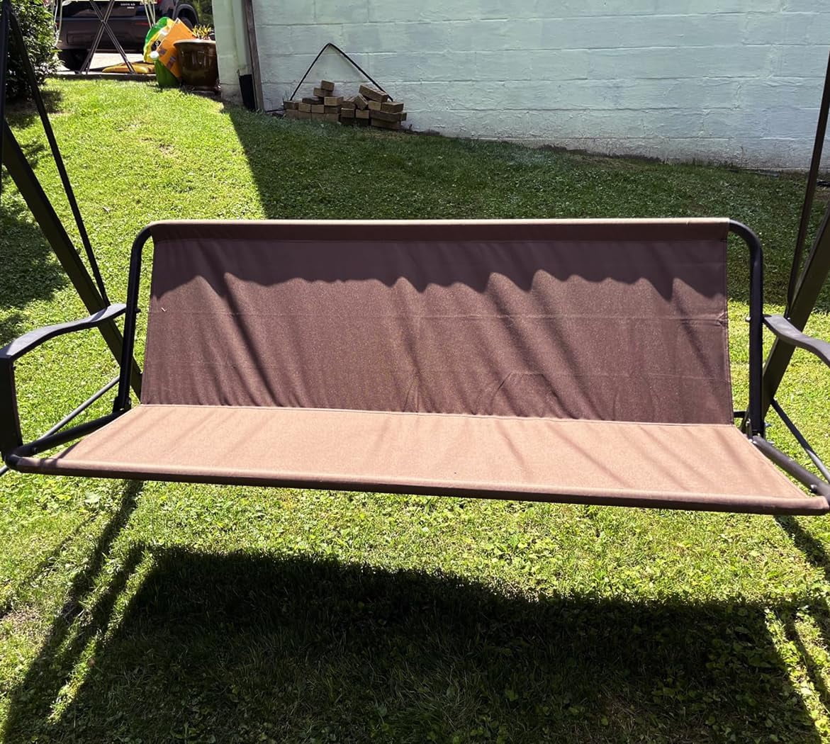 QIUYIDP J&C Patio Swing Seat Cover Replacement 600D Heavy Duty Swing Cushion Cover Outdoor Swing Seat Support Waterproof Fade Resistant for 3 Seater Durable Swing Covers for Frame (63x22x22in)