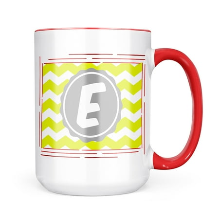 

Neonblond Monogram E Green Grey Chevron Mug gift for Coffee Tea lovers