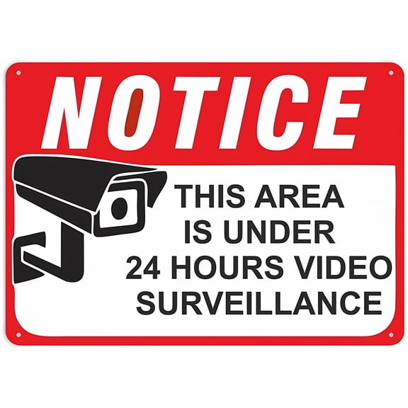 This Area Is Under 24 Hour Video Surveillance Outdoor Metal Sign - 8"x12" Metal Sign for Business Workplace Office Home Garden, Surveillance Zone