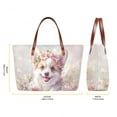 thumbnail image 3 of ZUXONGSY Corgi Daisy Flower Print 2 Pieces Purse and Wallet Set for Women Portable Top Handle Tote Bag Shoulder Bag with Lightweight Cash Wallet for Shopping Work Business, 3 of 5