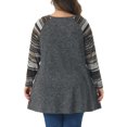 thumbnail image 3 of Plus Size Tunic Tops for Women Long Sleeve Raglan Color Block Knit Pullover Shirts with Pockets 3X Gray, 3 of 6