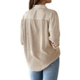 thumbnail image 5 of Nlife Women Striped Lapel Collar Long Sleeve Single Breasted Pocket Shirt, 5 of 7