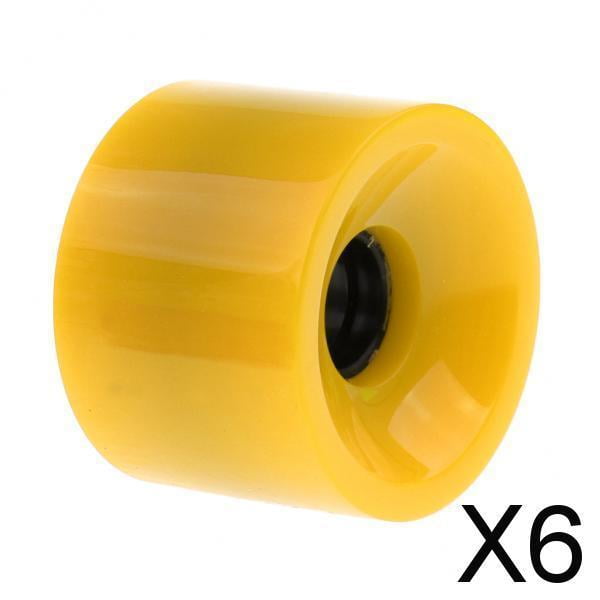 Colaxi Lot de 5 Roues Longues en PU pour Skateboard 70 x 51mm Pro Jaune 6 Pcs