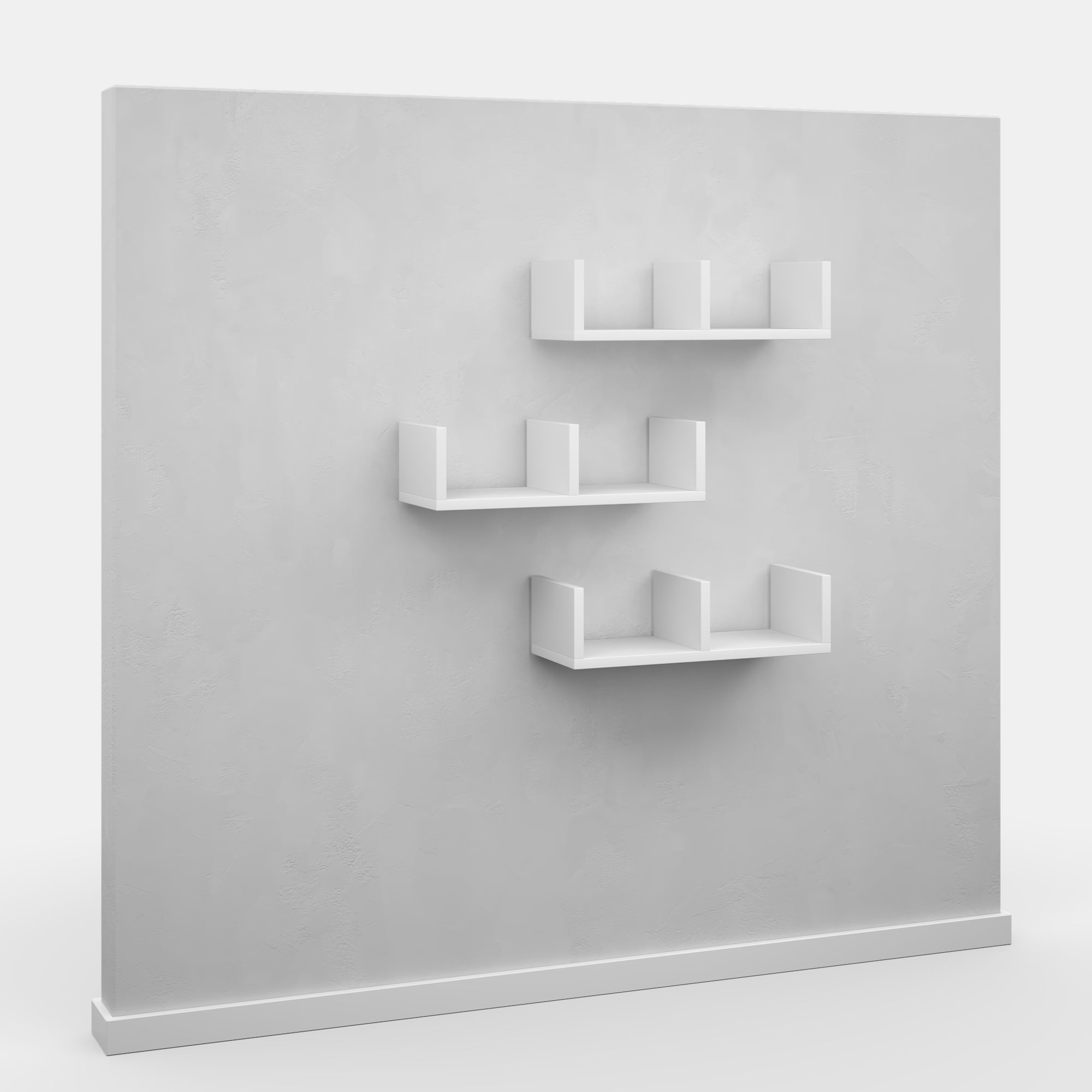 Ada Home Decor Furniture 19.69" 3 Tier White Waller Modern Wall Shelf