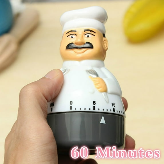 Kitchen Timer Cooking Timer 60 Minutes Countdown Timer Mechanical Timer Chef Shaped Alarm Clock,Suit for Children and Elderly,Used for Cooking Baking Facial Mask