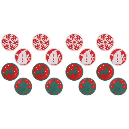 Jiyike 16 pcs Christmas Coasters Round Felt Nonslip Cup Pads Christmas Cup Coasters Random Style
