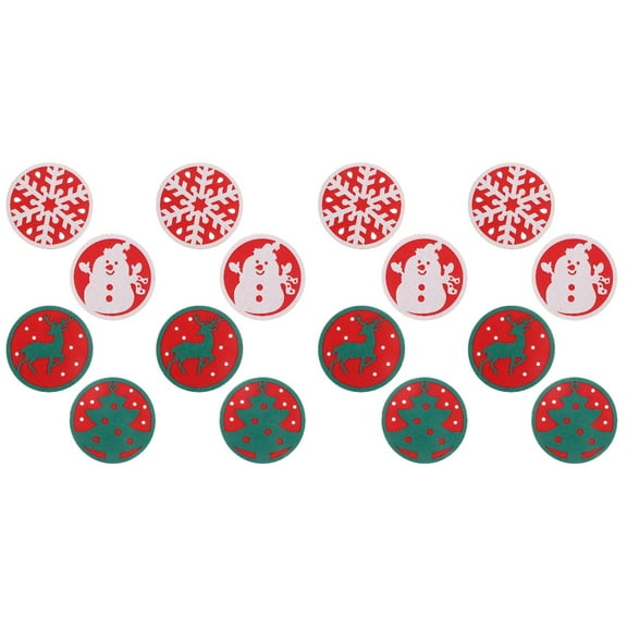 Jiyike 16 pcs Christmas Coasters Round Felt Nonslip Cup Pads Christmas Cup Coasters Random Style