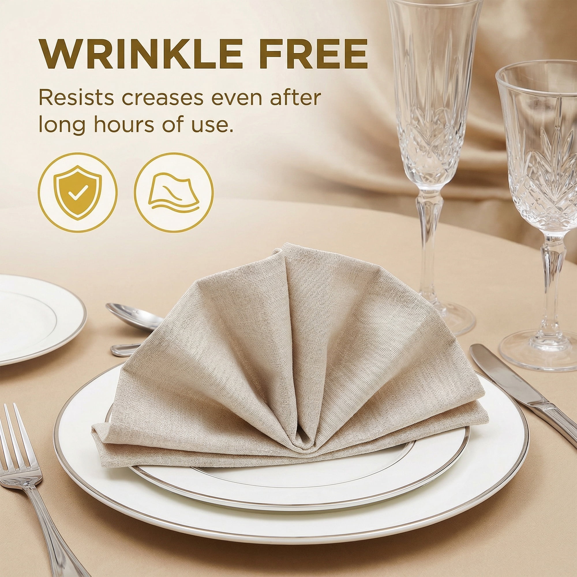 Unique Bargains 6Pcs Dinner Use Cotton Cloth Napkins Oatmeal 20x20inch