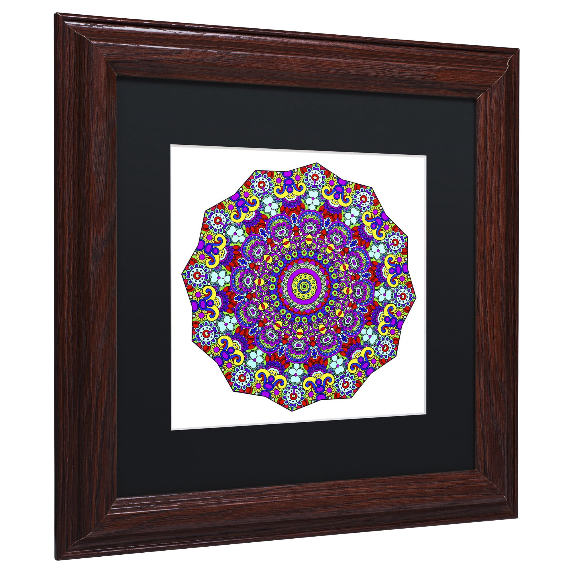 Trademark Fine Art "The Sigh Mandala" Canvas Art by Kathy G. Ahrens, Black Matte, Wood Frame