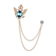 thumbnail image 2 of Broche de traje con cadena, broche de solapa para hombre, alfiler de solapa de metal, broche de águila para ropa, camisas, abrigo, regalo para novio y Oro y azul, 2 of 8