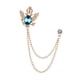 thumbnail image 2 of Broche de traje con cadena Salvador Pin de solapa con borla de metal Oro y azul, 2 of 9