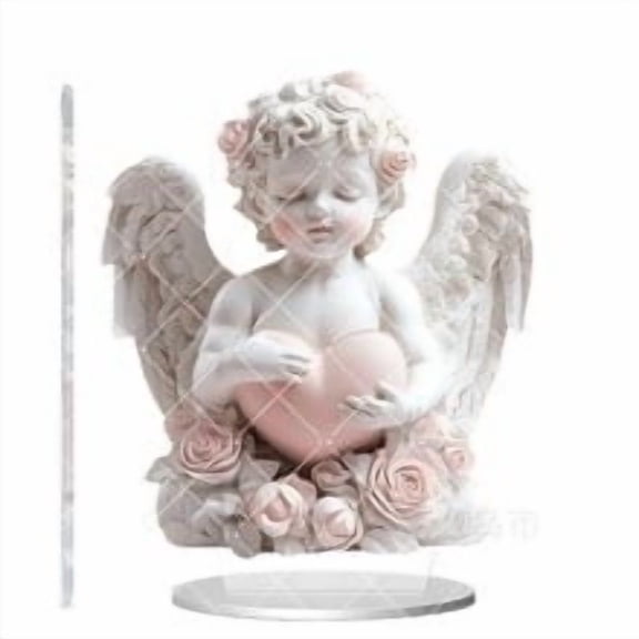 Acrylic Angel Figurine 2D Flat Desktop Ornament Home Decor For Valentine Day Wedding Christmas Gift Cherub Decoration