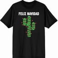 thumbnail image 3 of Feliz Navidad Christmas Cactus Adult Black Crew Neck Short Sleeve Tee-Medium, 3 of 4