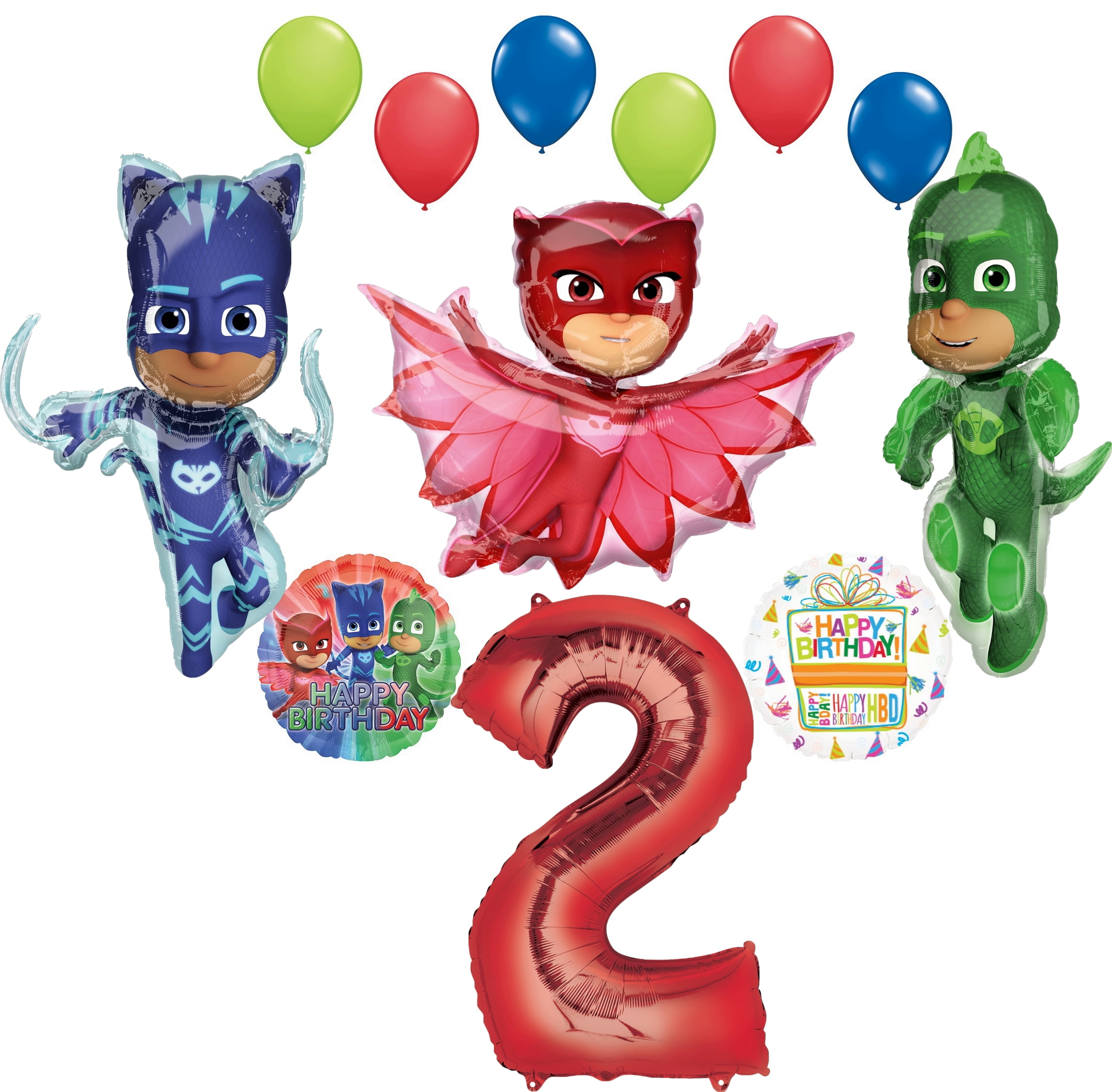 PJ Masks Party Supplies Including Balloons Number 3rd Birthday Curling Ribbon and Printed Ribbon 
