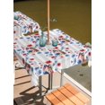 thumbnail image 2 of Outdoor Tablecloth with Umbrella Hole for Patio/Picnic/Party/Camping, 4th of July Waterproof Table Cloth Square Cover Washable, Independence Day Floral Grey Striped (60"x 60"), 2 of 9