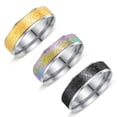 thumbnail image 3 of HIJONES Men's Women's Stainless Steel Sandblasted Ring Two Tone 6MM Brushed Finish Pinky Band Rainbow Size 11, 3 of 6