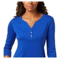 thumbnail image 3 of Karen Scott Women's Cotton Henley Shirt Dark Blue Size Petite Medium, 3 of 3