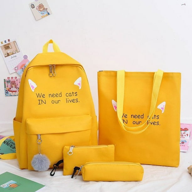4 Paquetes De Mochila Escolar Conjunto Anti Robo Bolso De Hombro Adolescente