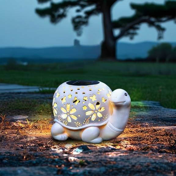 Waitmin Solar Outdoor Garden Lights, Turtle Outdoor Statues Garden Decor, Lantern with Waterproof Indoor Decorations for Patio, Lawn, Yard