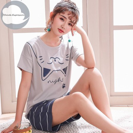 

QWZNDZGR Summer New Pyjamas Cotton Cartoon Women s Pajama Sets Couple Sleepwear Mujer Pyjamas Nightwear Men s Pajamas 3XL Home Clothing