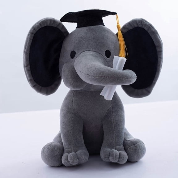 BiFandian Graduation Cap Elephant Stuffed Plush Toy, Graduation Season Commemorative Elephant Figurine, Soft Plush Doll Gift for Graduation Ceremony Celebration and Keepsake Collection